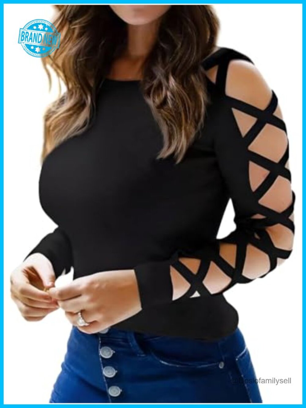 Cold Shoulder Cross Cut Out Long Sleeve Blouse